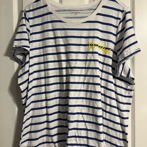 Lane Bryant Blue and White Striped Be Kind Tee